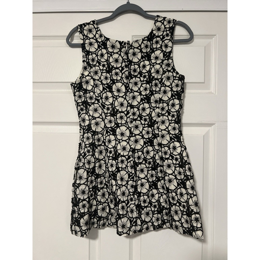 DYVNA Floral Black White Tank Top Tunic Mini Dress Embroidery Flowers Bohemian - Picture 2 of 4